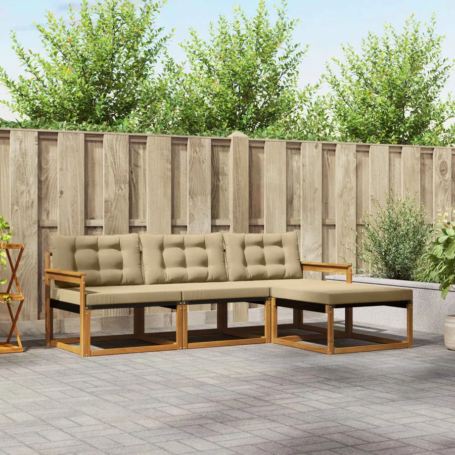 Ensemble de canapés d'extérieur 4 pcs Naturel et Beige