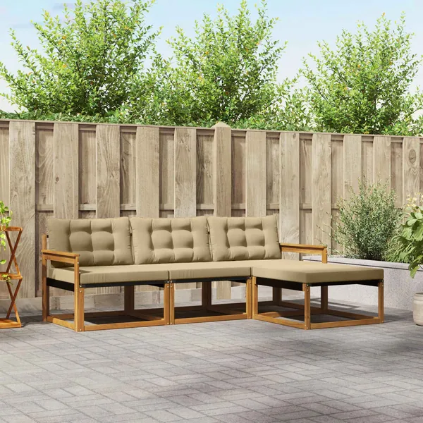 Ensemble de canapés d'extérieur 4 pcs Naturel et Beige