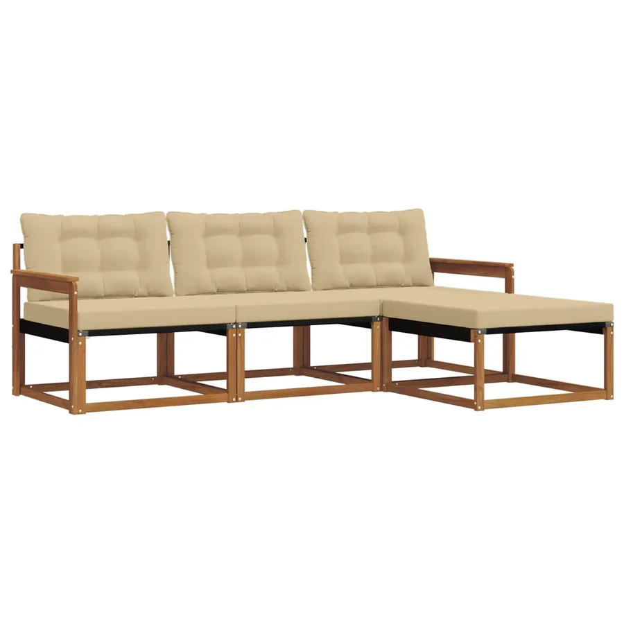 Ensemble de canapés d'extérieur 4 pcs Naturel et Beige - 2
