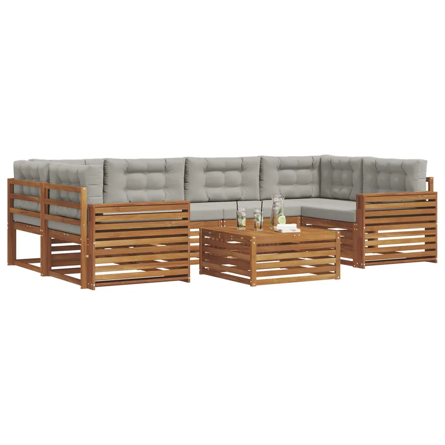 Ensemble de canapés d'extérieur 7 pcs Gris Naturel et Clair - 3