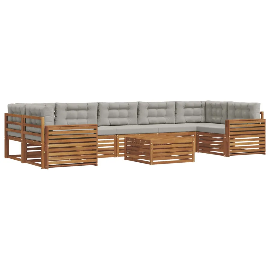 Ensemble de canapés d'extérieur 8 pcs Gris Naturel et Clair - 2