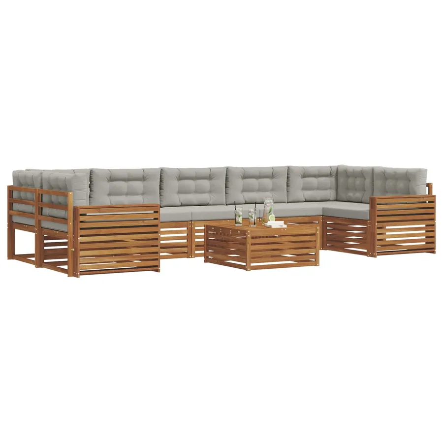 Ensemble de canapés d'extérieur 8 pcs Gris Naturel et Clair - 3