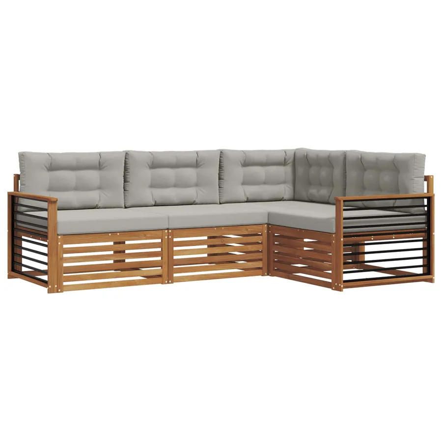 Ensemble de canapés d'extérieur 4 pcs Gris Naturel et Clair - 2