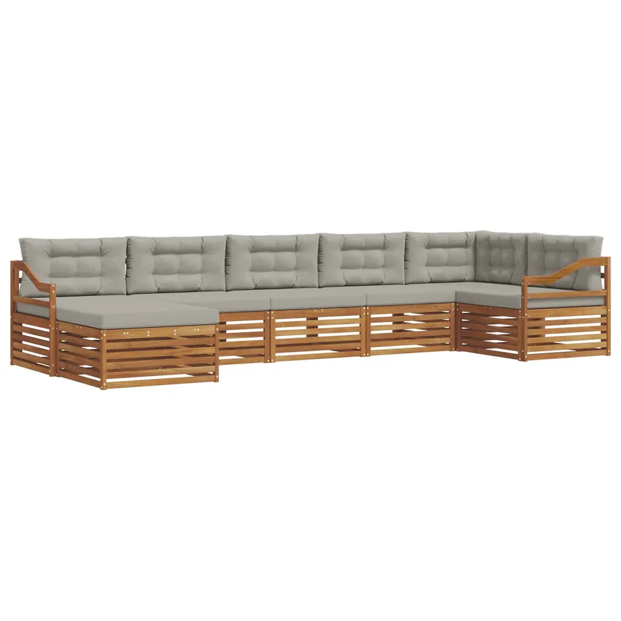 Ensemble de canapés d'extérieur 7 pcs Gris Naturel et Clair - 2