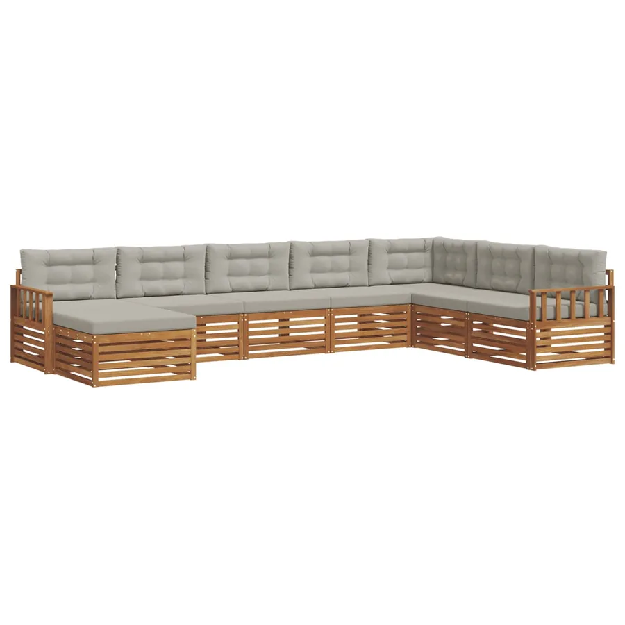 Ensemble de canapés d'extérieur 8 pcs Gris Naturel et Clair - 2