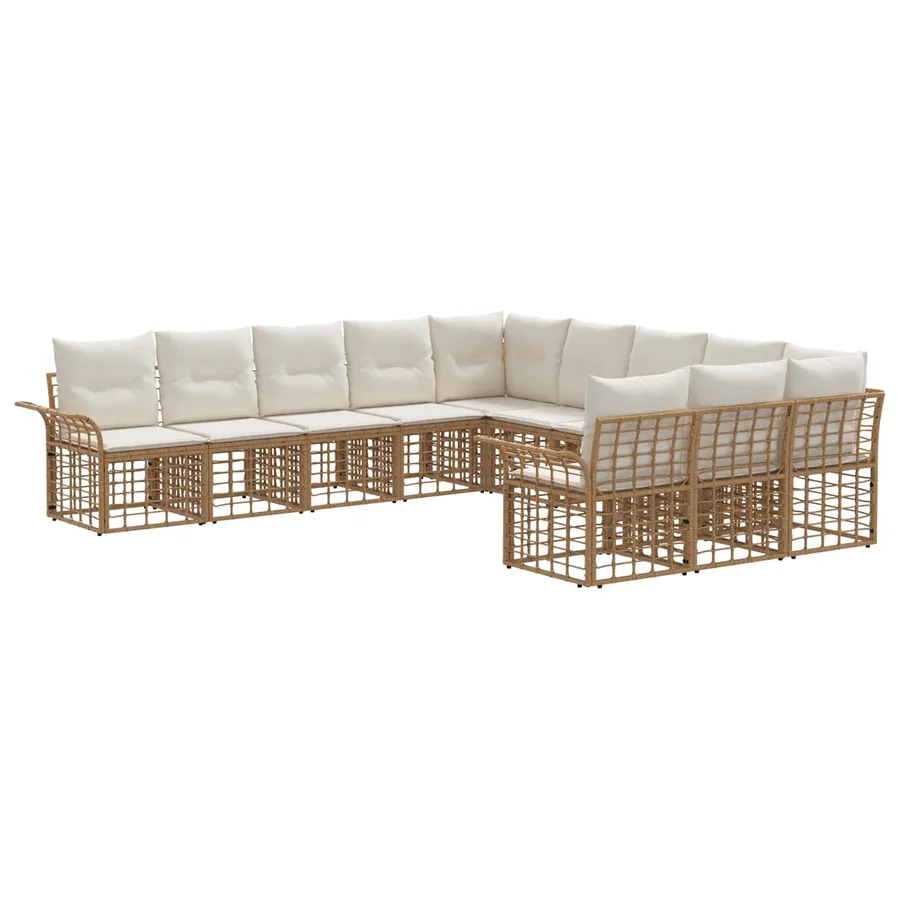 Ensemble de canapés d'extérieur 11 pcs Blanc Naturel et Crème - 2