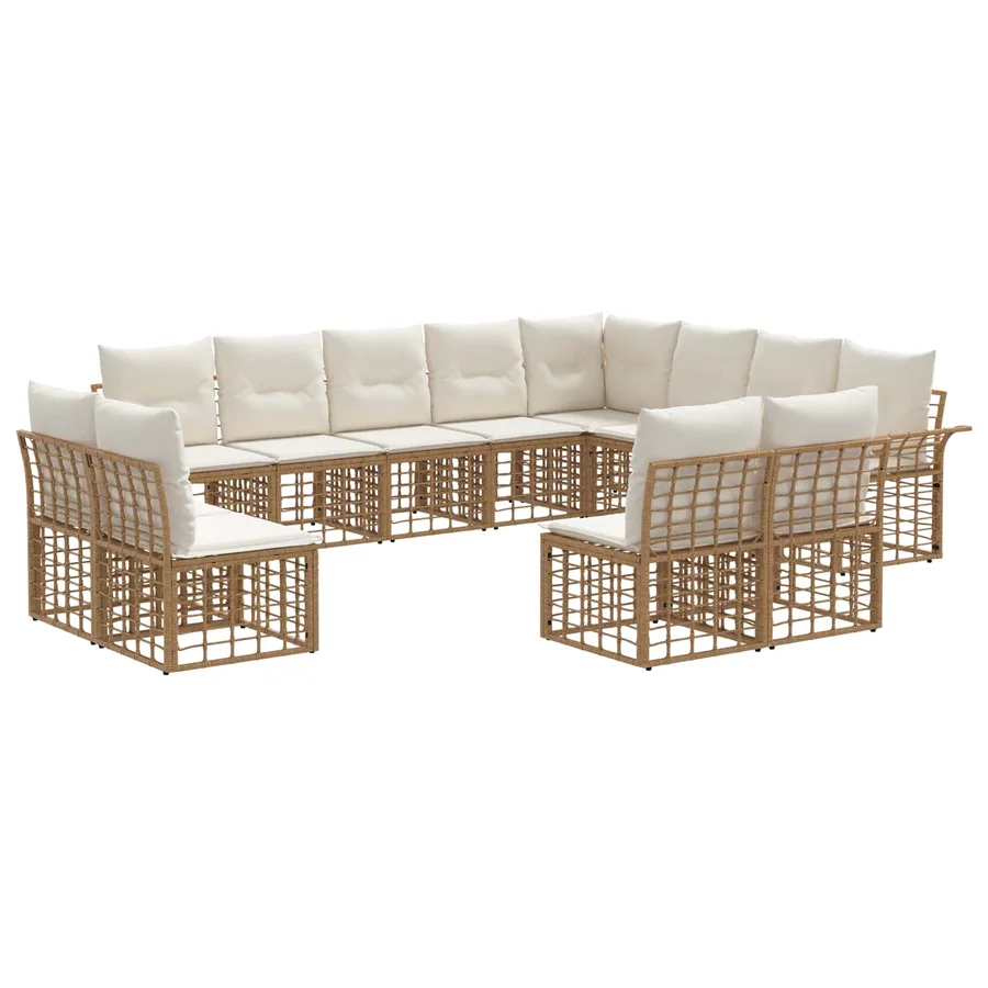 Ensemble de canapés d'extérieur 12 pcs Blanc Naturel et Crème - 2