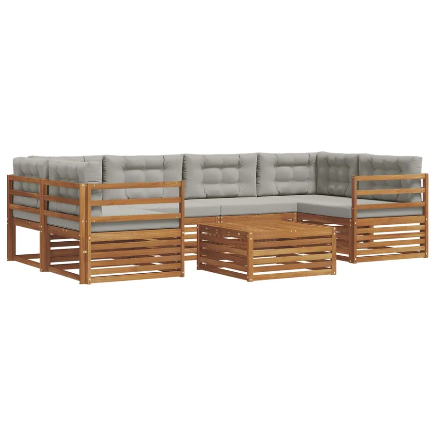 Ensemble de canapés d'extérieur 7 pcs Gris Naturel et Clair - 2