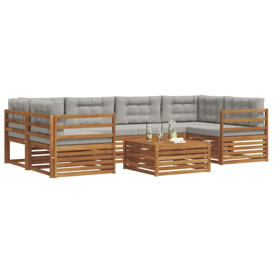 Ensemble de canapés d'extérieur 7 pcs Gris Naturel et Clair - 3