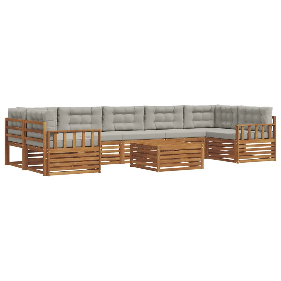 Ensemble de canapés d'extérieur 8 pcs Gris Naturel et Clair - 2