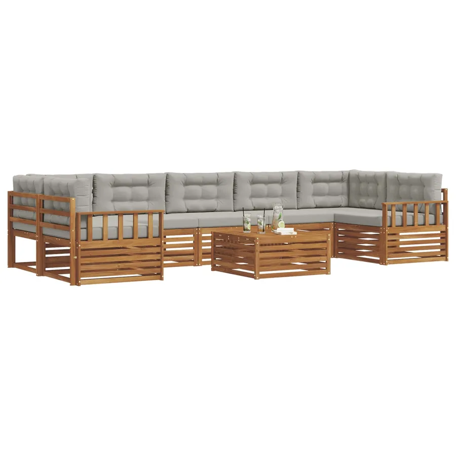 Ensemble de canapés d'extérieur 8 pcs Gris Naturel et Clair - 3