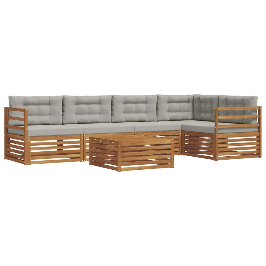Ensemble de canapés d'extérieur 6 pcs Gris Naturel et Clair - 2