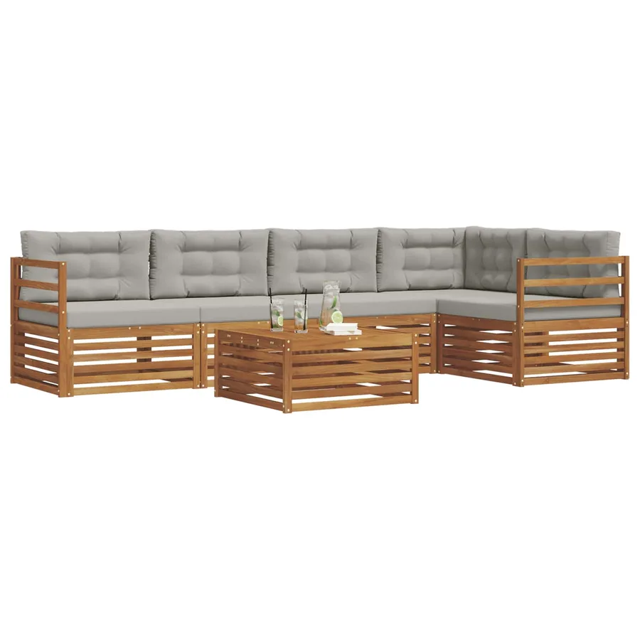 Ensemble de canapés d'extérieur 6 pcs Gris Naturel et Clair - 3