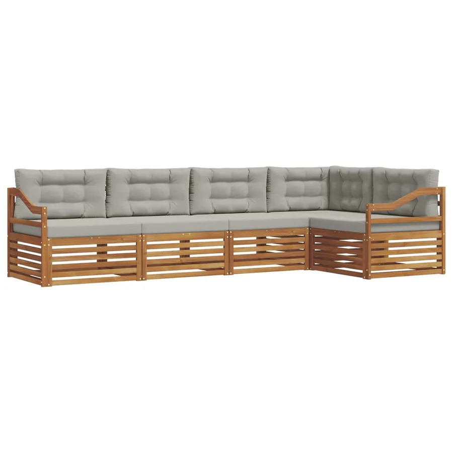 Ensemble de canapés d'extérieur 5 pcs Gris Naturel et Clair - 2