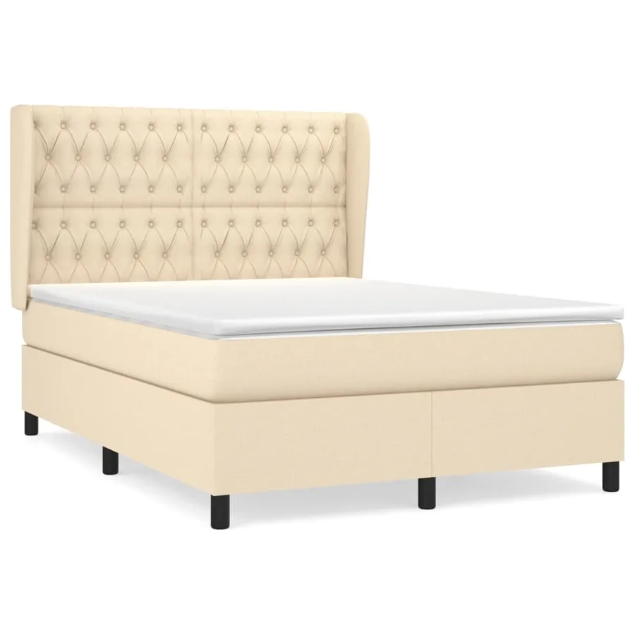 Sommier à lattes de lit avec matelas Crème 140x200 cm Tissu - 2