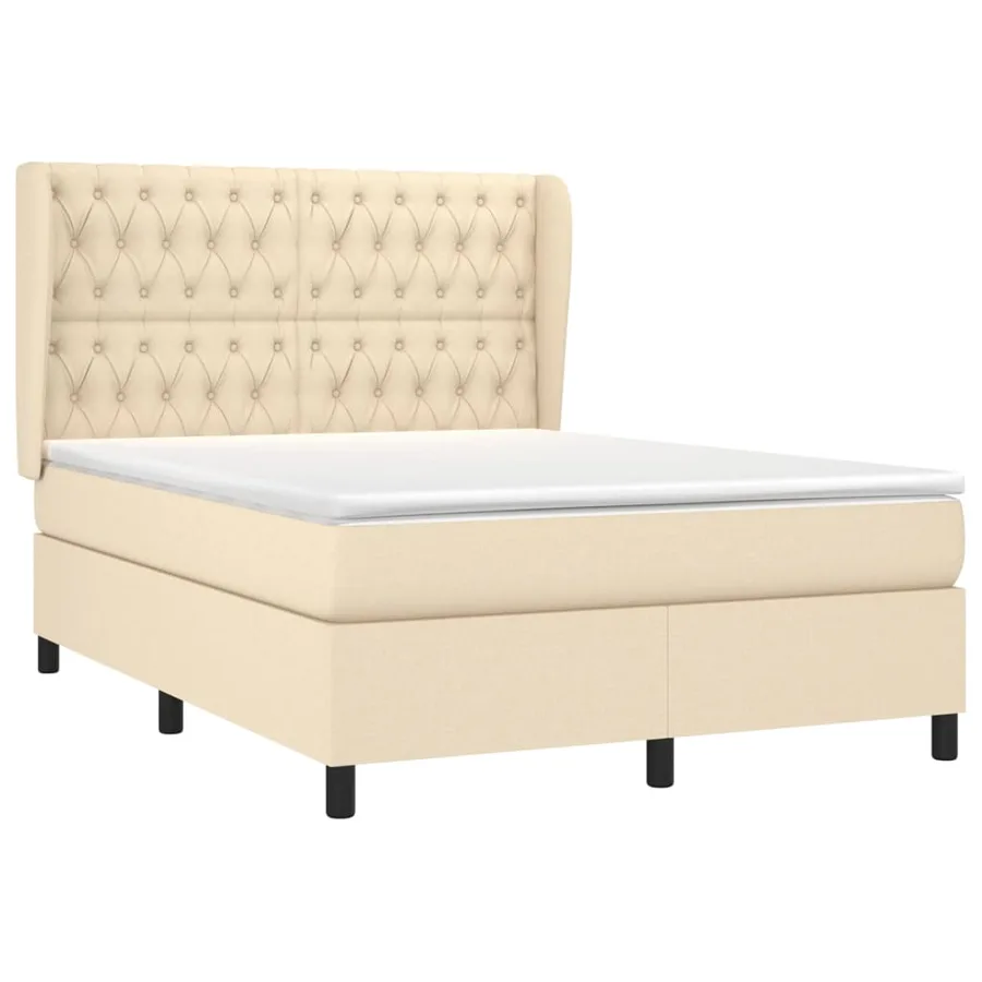 Sommier à lattes de lit avec matelas Crème 140x200 cm Tissu - 3