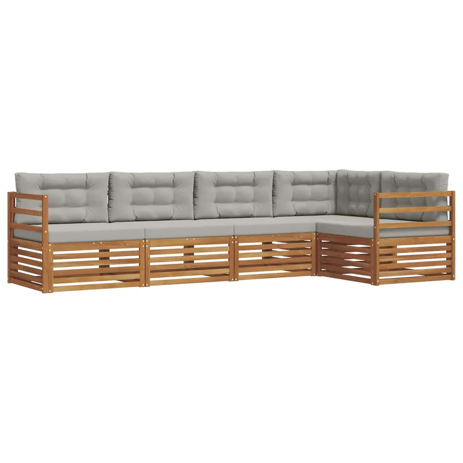 Ensemble de canapés d'extérieur 5 pcs Gris Naturel et Clair - 2