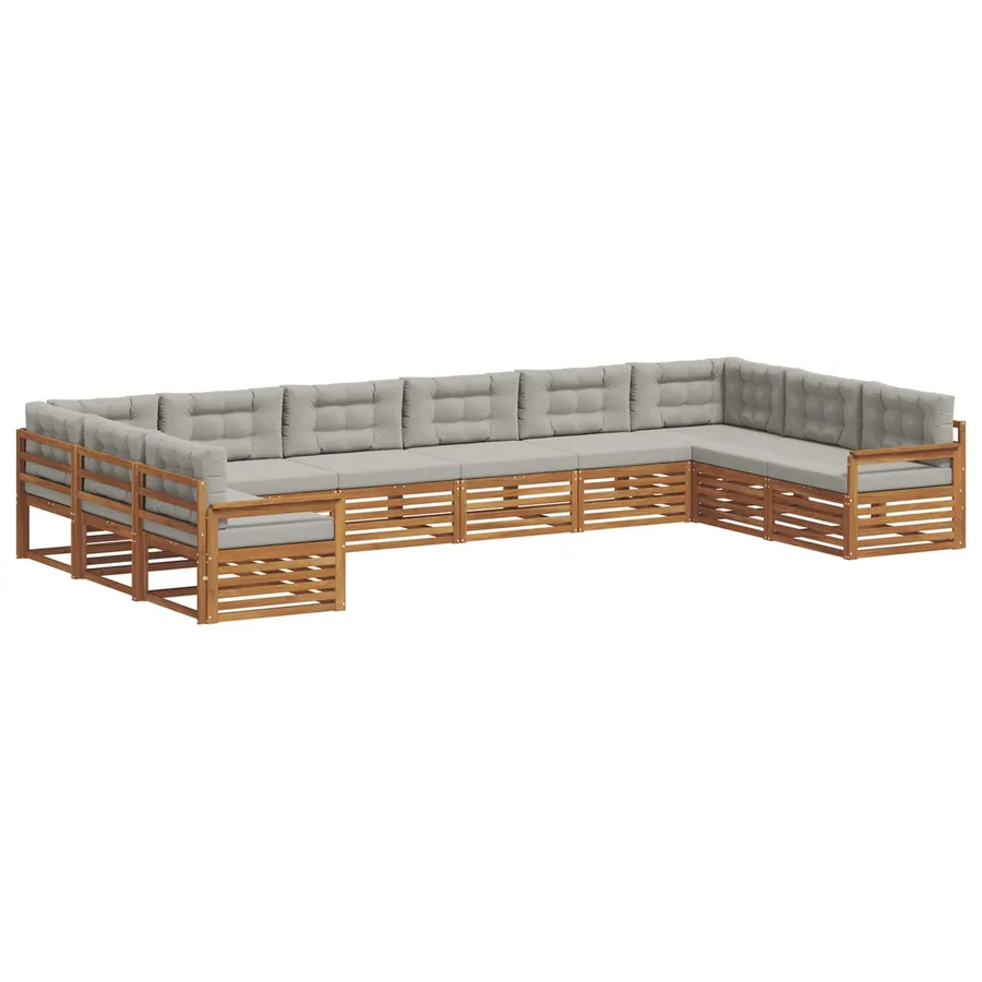 Ensembles de canapés avec coussin 8 pcs Gris Naturel et Clair - 2