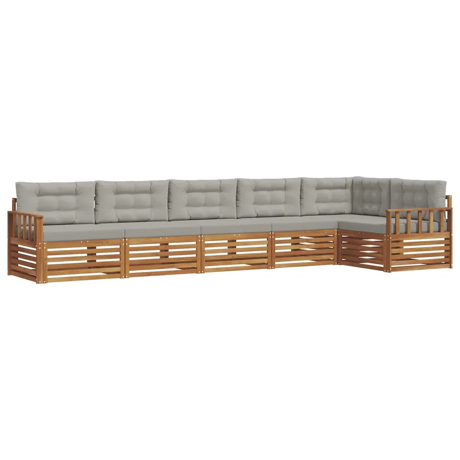 Ensemble de canapés d'extérieur 6 pcs Gris Naturel et Clair - 2
