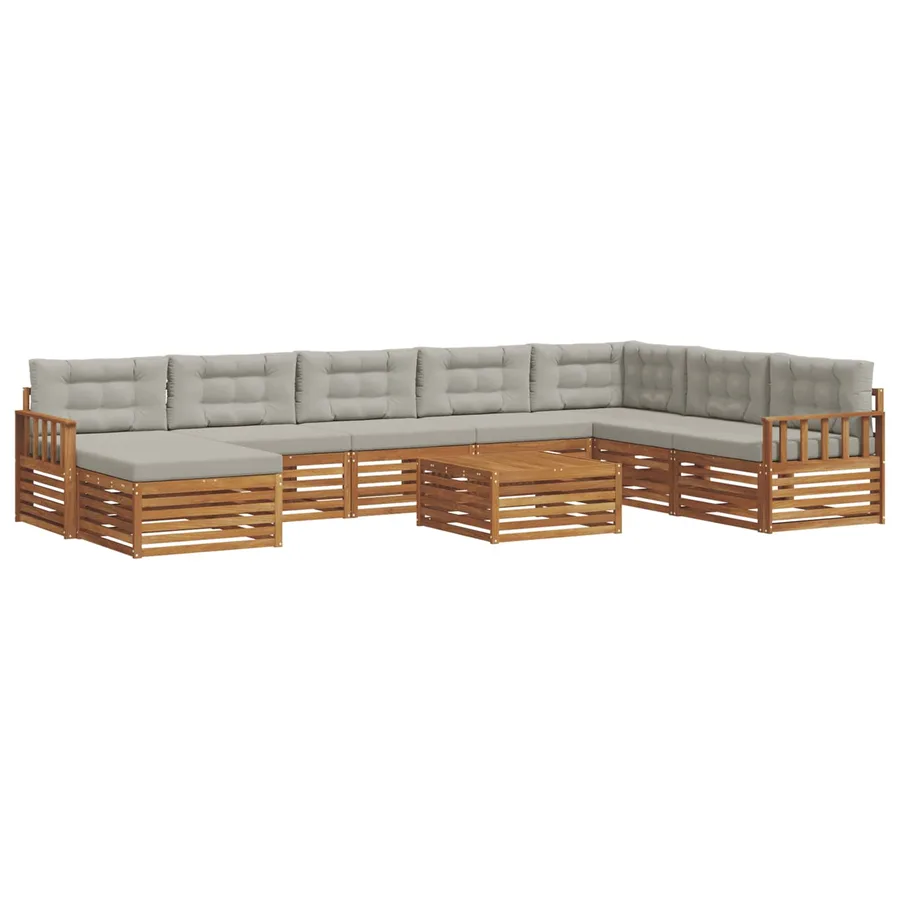 Ensemble de canapés d'extérieur 9 pcs Gris Naturel et Clair - 2