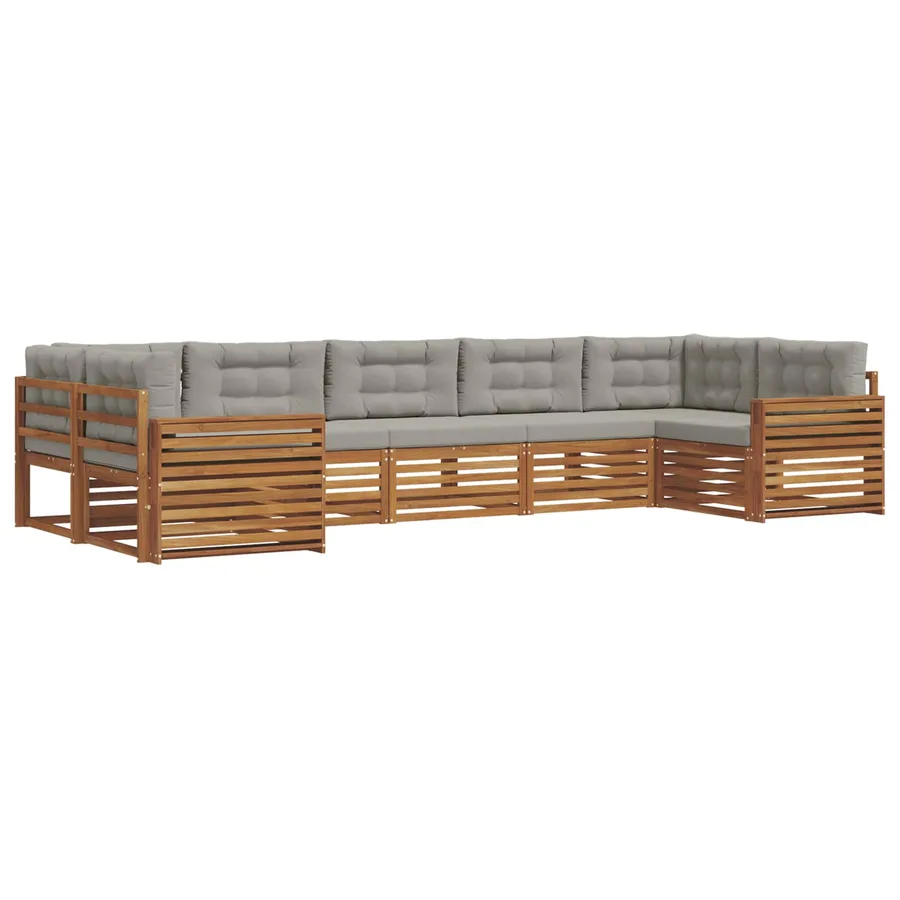 Ensemble de canapés d'extérieur 7 pcs Gris Naturel et Clair - 2
