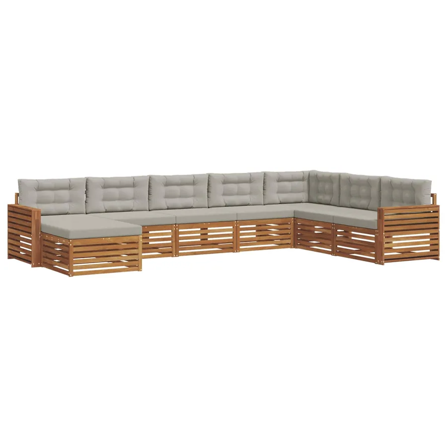 Ensemble de canapés d'extérieur 8 pcs Gris Naturel et Clair - 2