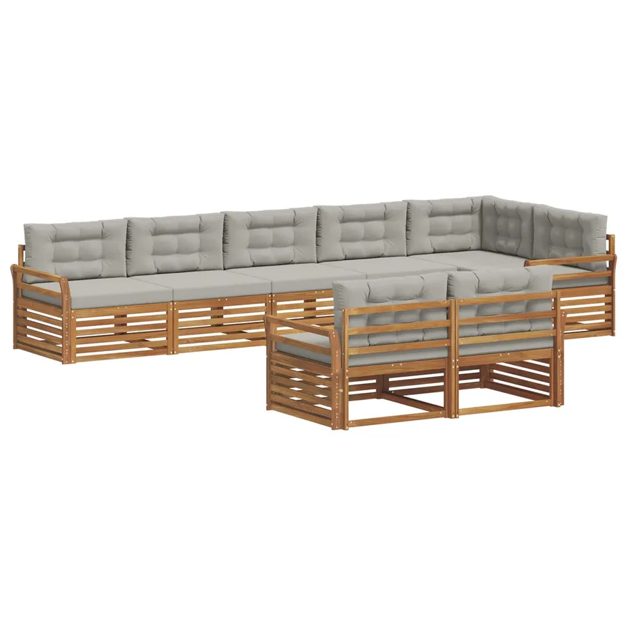 Ensemble de canapés d'extérieur 8 pcs Gris Naturel et Clair - 2