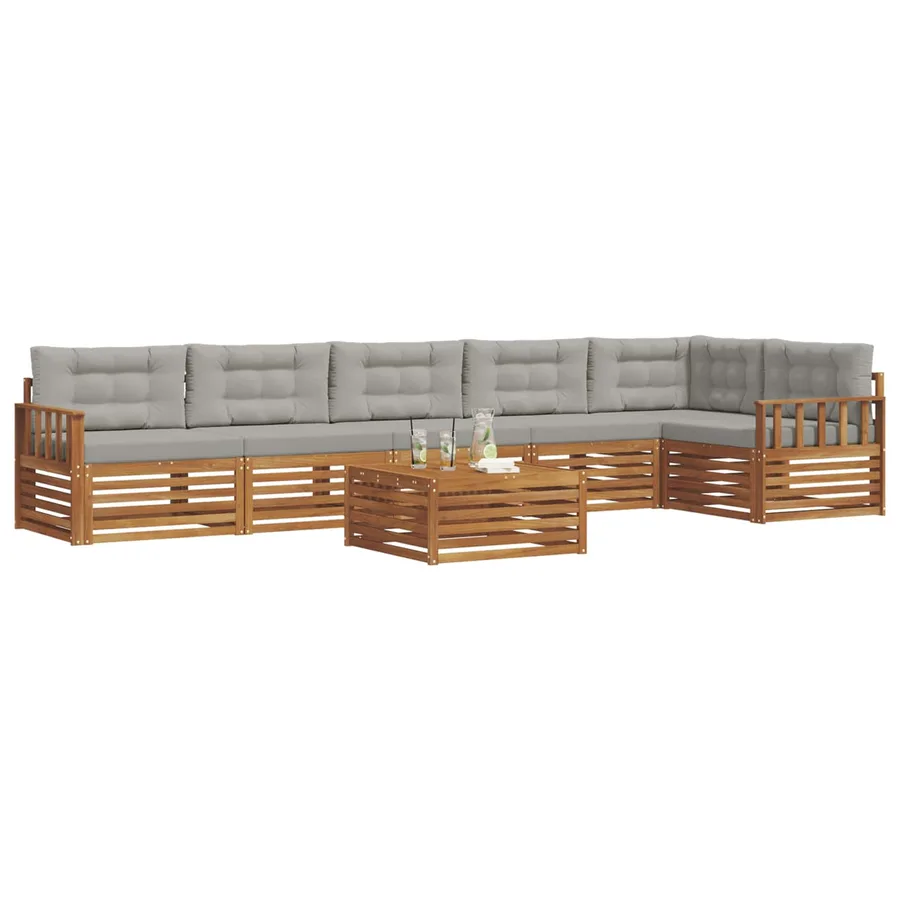 Ensemble de canapés d'extérieur 7 pcs Gris Naturel et Clair - 3