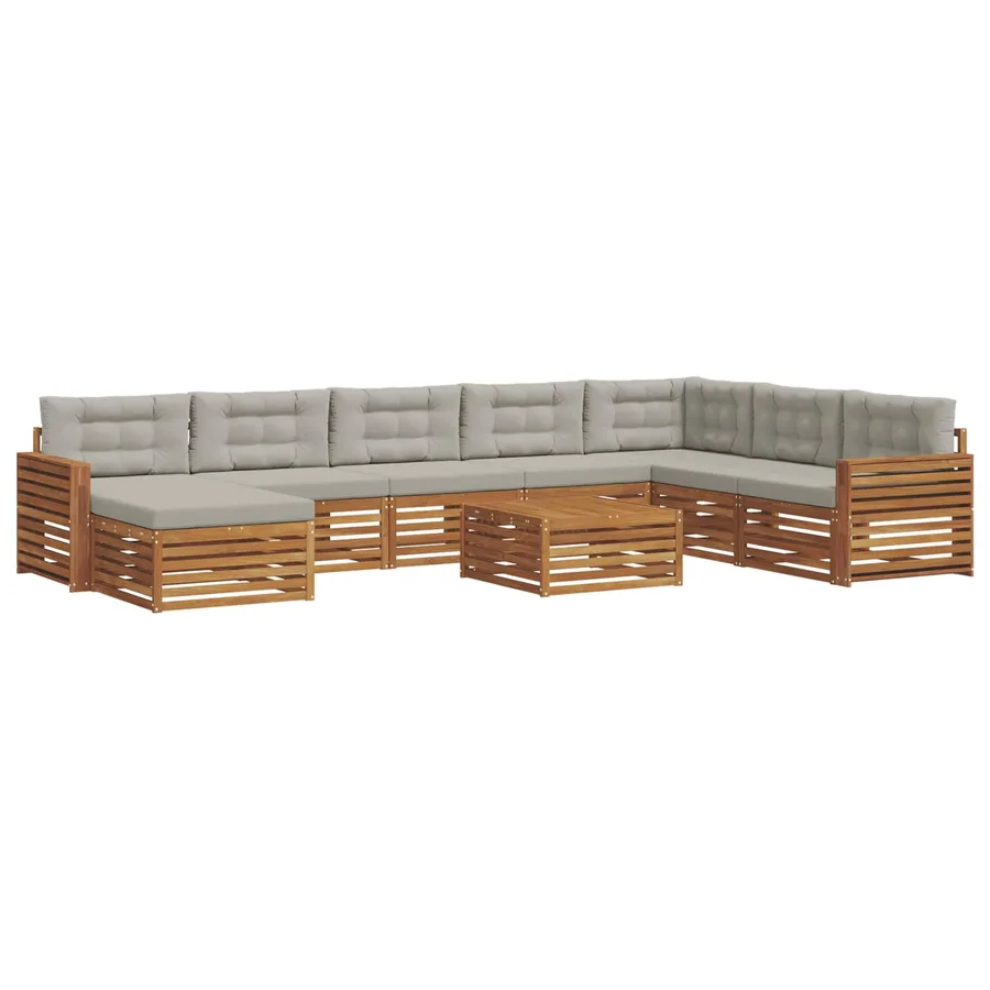 Ensemble de canapés d'extérieur 9 pcs Gris Naturel et Clair - 2
