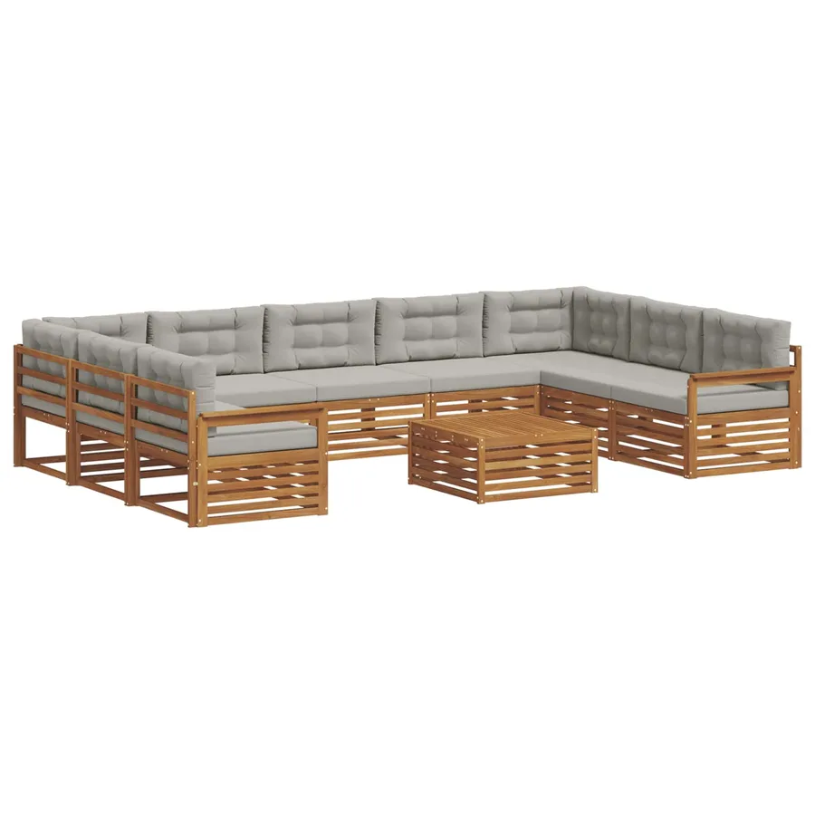 Ensemble de canapés d'extérieur 10 pcs Gris Naturel et Clair - 2