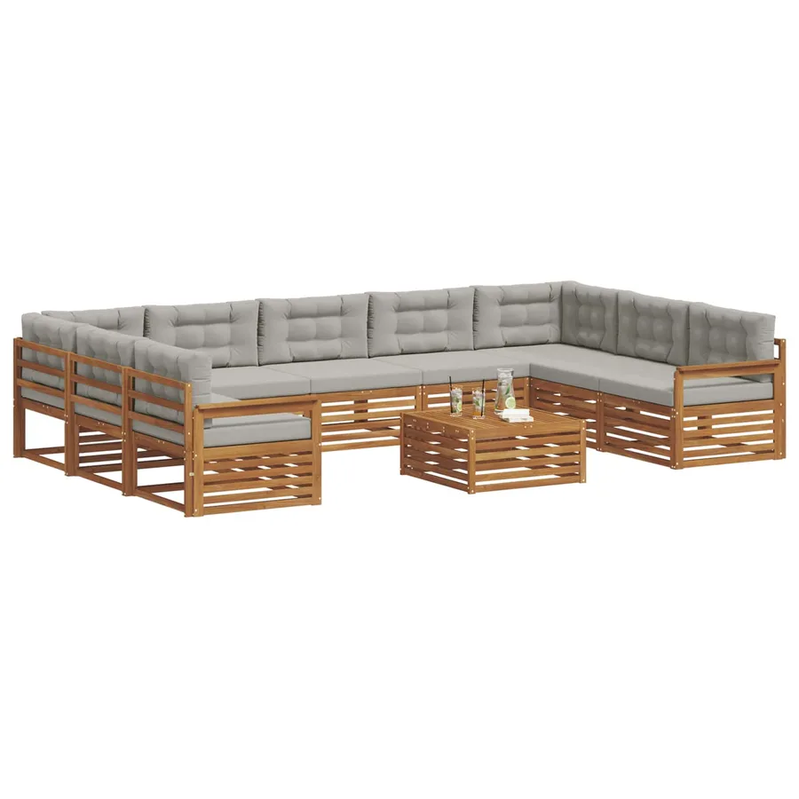 Ensemble de canapés d'extérieur 10 pcs Gris Naturel et Clair - 3