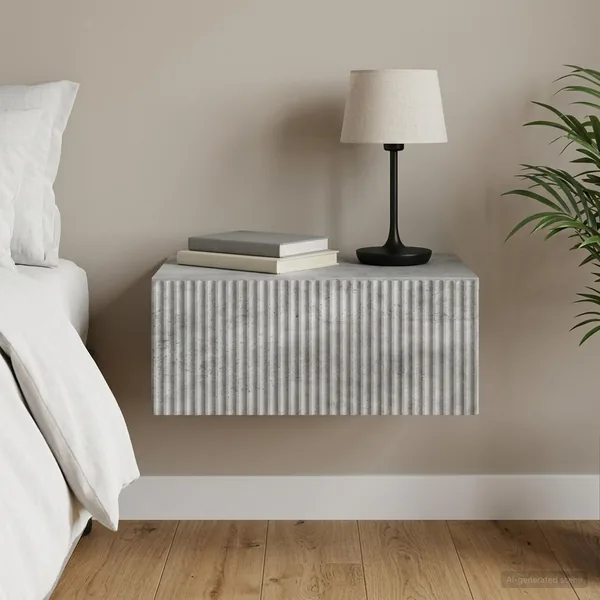 Cabinet de chevet mural Gris béton 49 x 34,5 x 20 cm