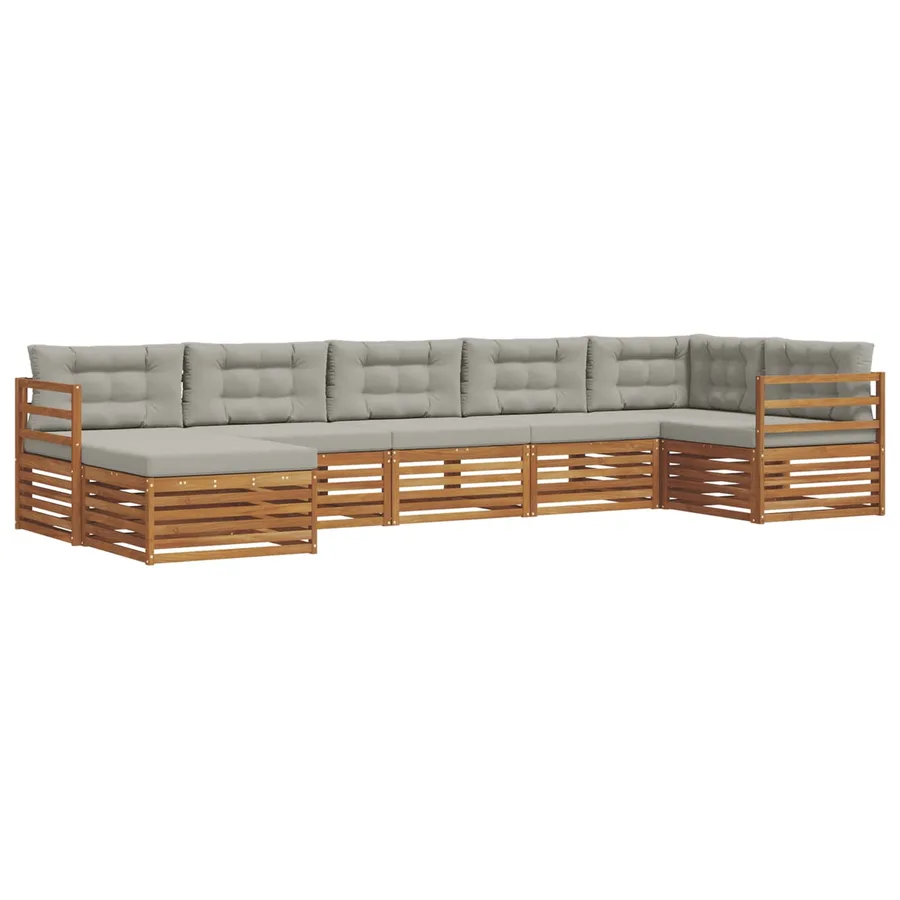 Ensemble de canapés d'extérieur 7 pcs Gris Naturel et Clair - 2
