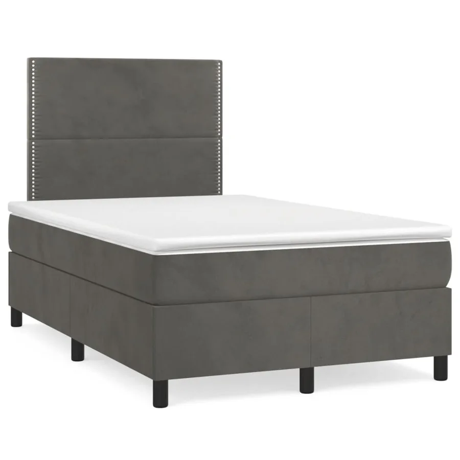 Sommier à lattes de lit et matelas Gris foncé 120x200cm Velours - 2