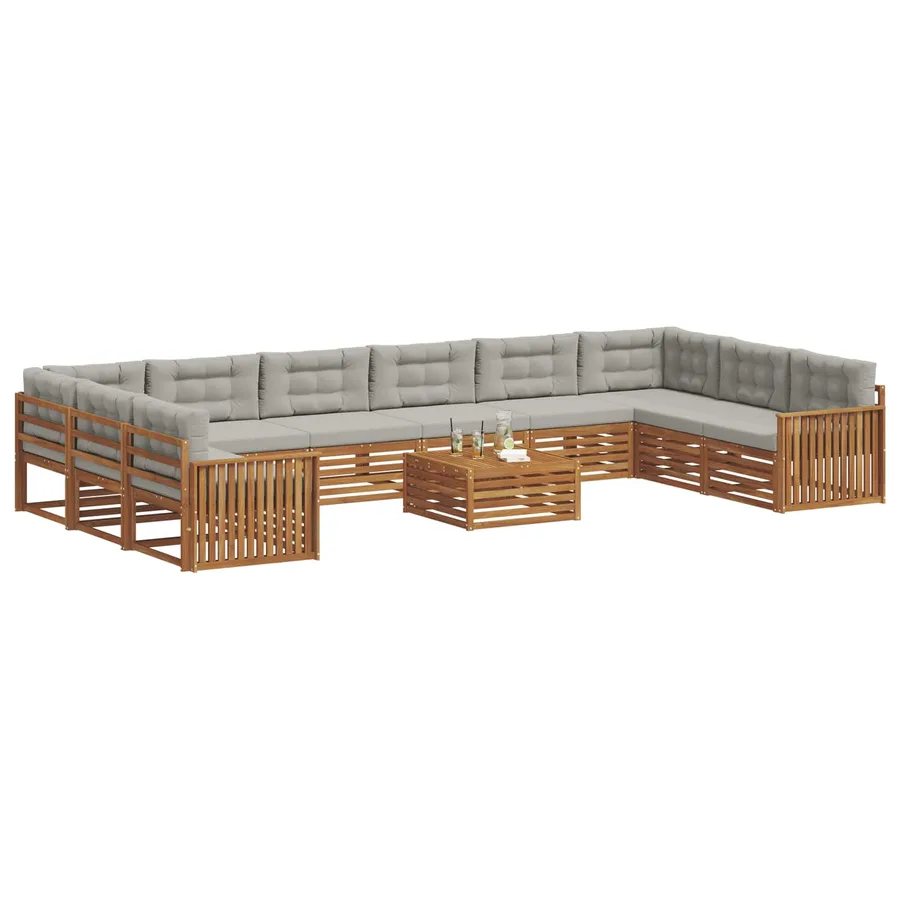 Ensembles de canapés avec coussin 11 pcs Gris Naturel et Clair - 3