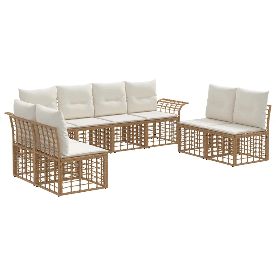Ensemble de canapés d'extérieur 8 pcs Blanc Naturel et Crème - 2