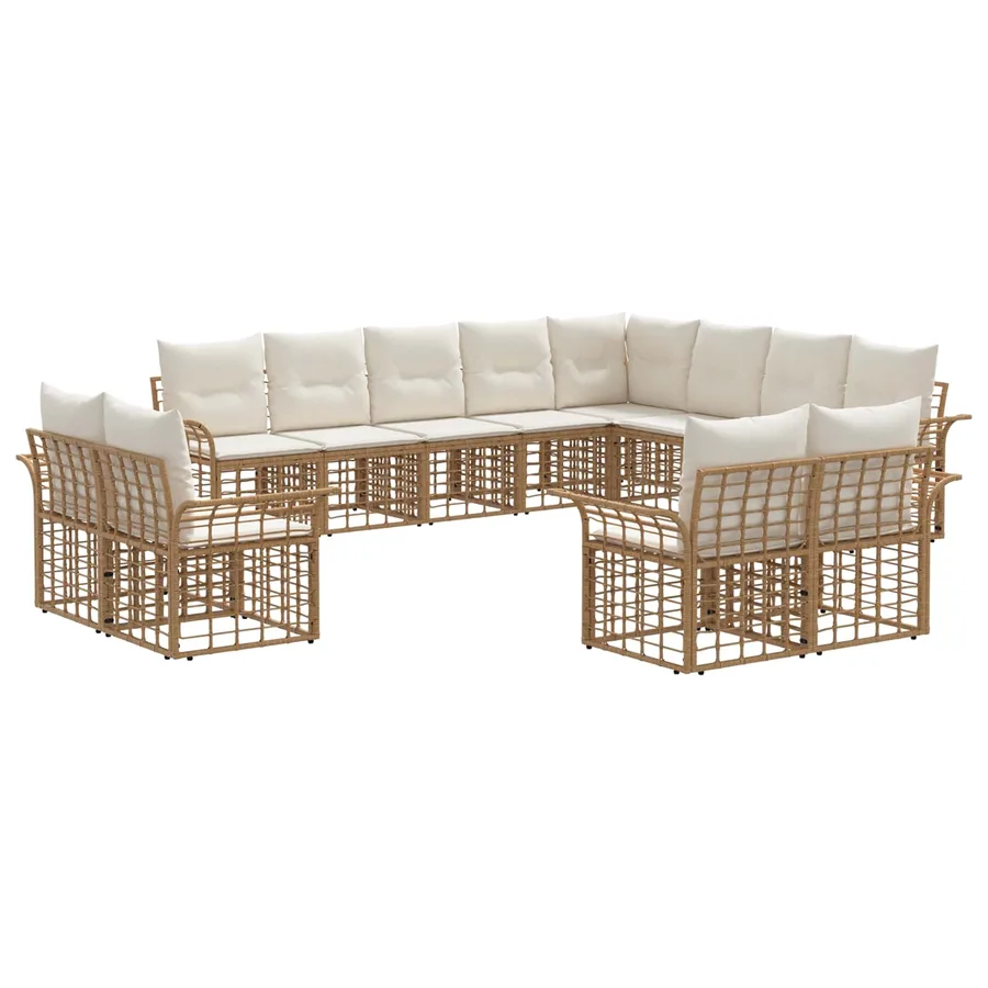 Ensemble de canapés d'extérieur 12 pcs Blanc Naturel et Crème - 2