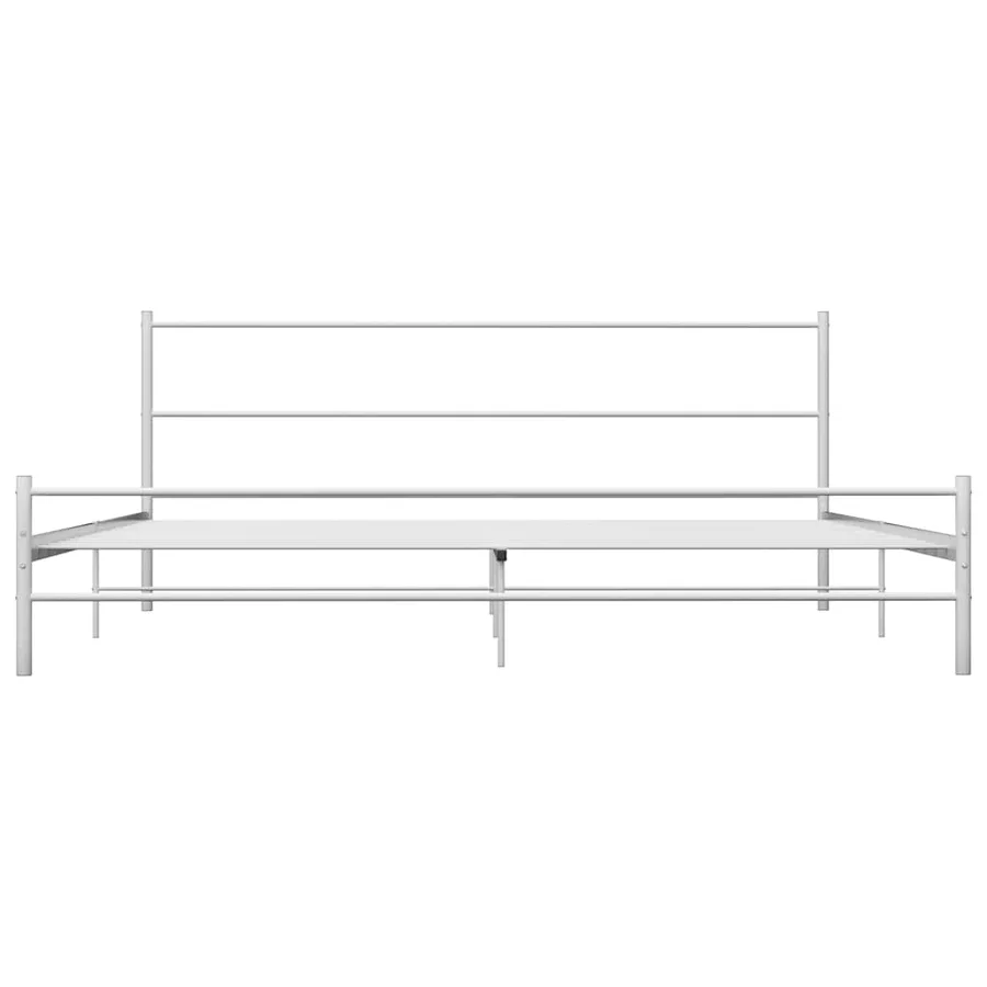 Cadre de lit sans matelas et tête de lit blanc métal 160x200 cm - 3