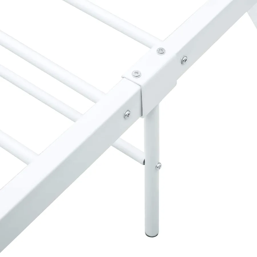 Cadre de lit sans matelas et tête de lit blanc métal 160x200 cm - 6