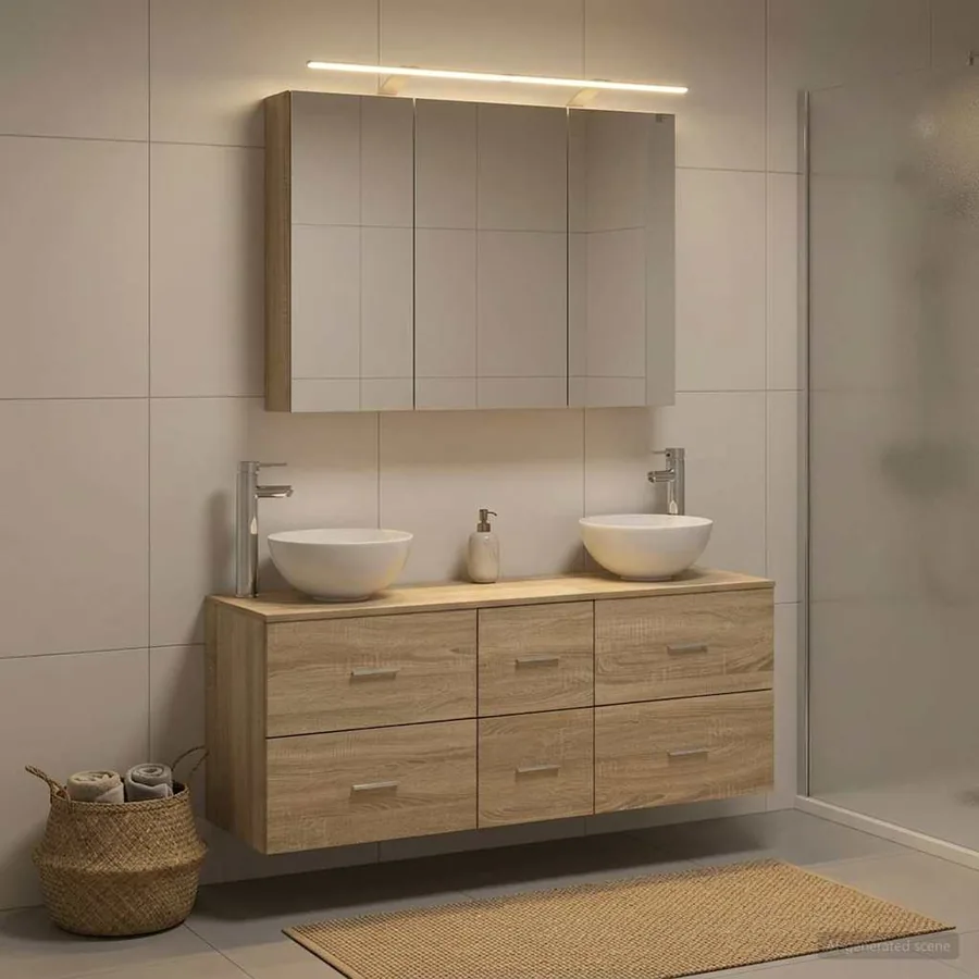 Ensemble de mobilier de salle de bain 4 pcs Chêne Sonoma