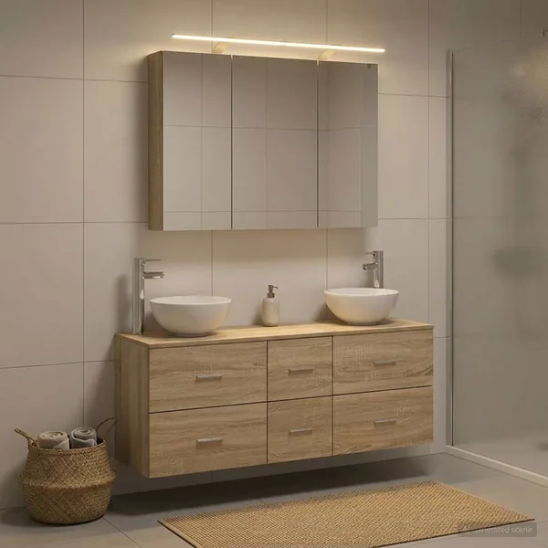 Ensemble de mobilier de salle de bain 4 pcs Chêne Sonoma
