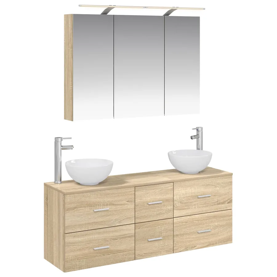 Ensemble de mobilier de salle de bain 4 pcs Chêne Sonoma - 2