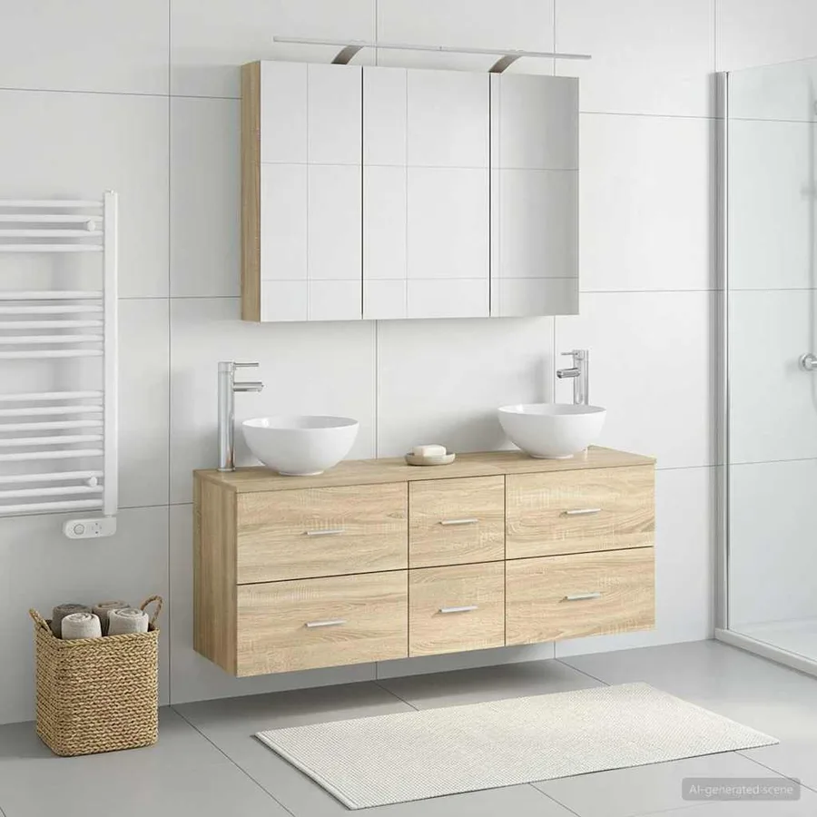 Ensemble de mobilier de salle de bain 4 pcs Chêne Sonoma - 4