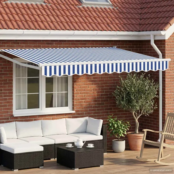 Auvent rétractable électrique Bleu et Blanc 3,5 x 2 m