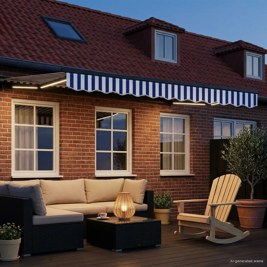 Auvent rétractable électrique Bleu, Blanc, Anthracite 3,5 x 2 m - 3