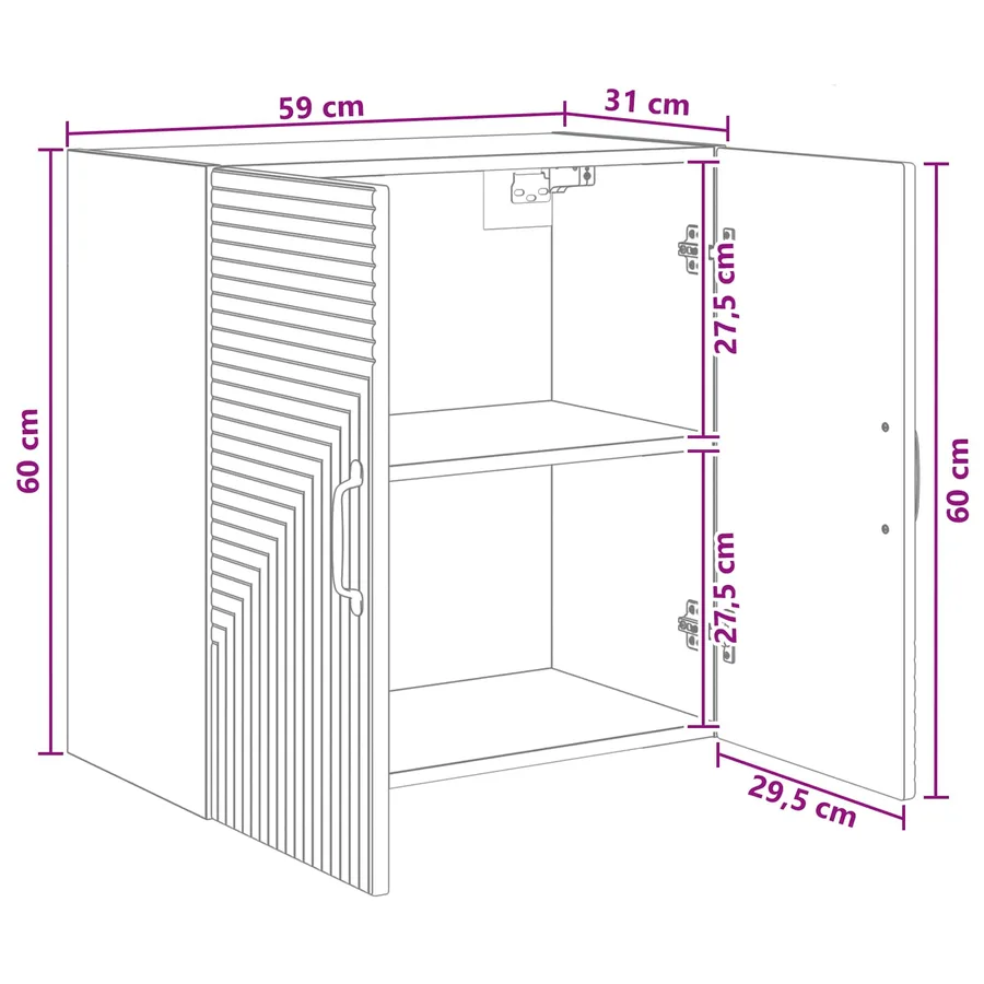 Armoire Murale Blanc 59 x 31 x 60 cm Bois d'ingénierie - 8