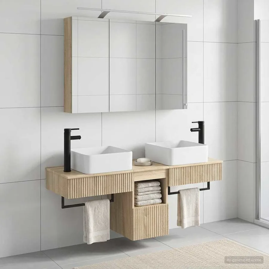 Ensemble d'armoire de salle de bain 4 pcs Chêne Sonoma