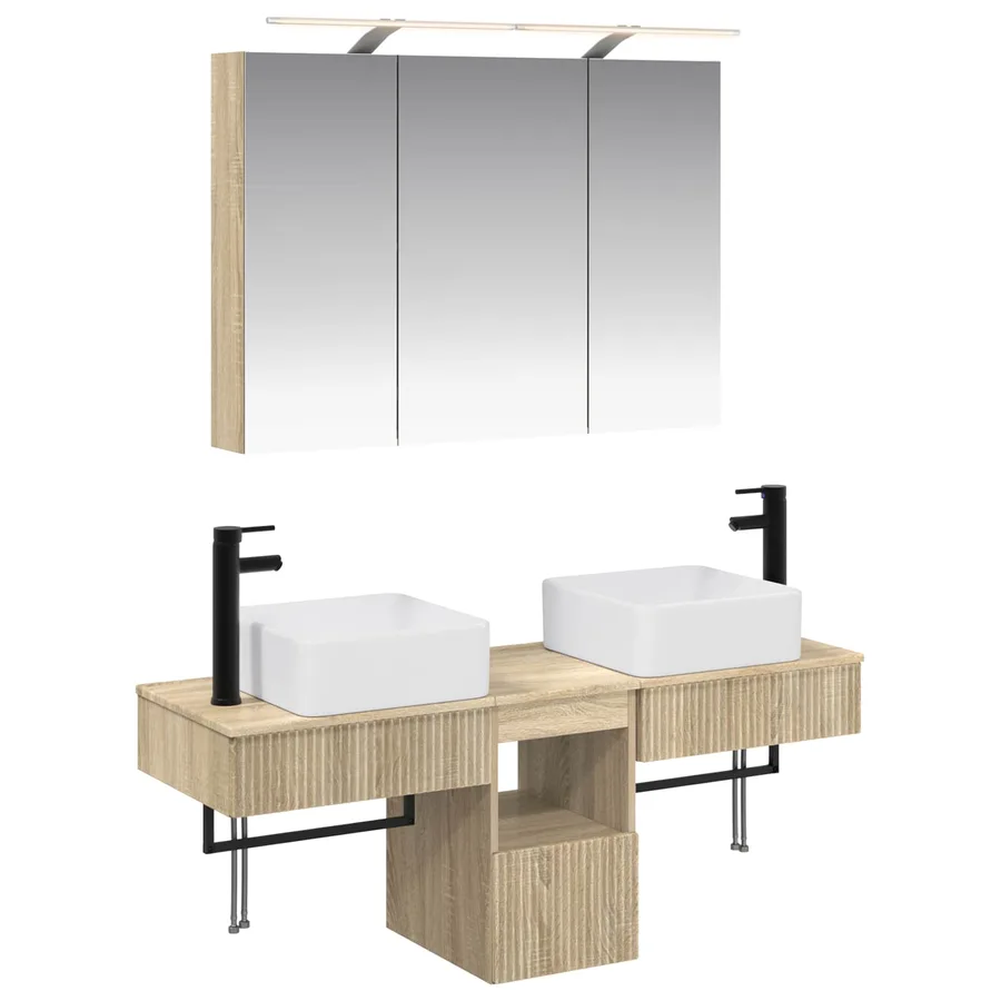 Ensemble d'armoire de salle de bain 4 pcs Chêne Sonoma - 2