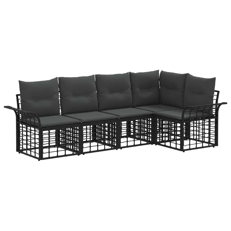 Ensemble de canapés d'extérieur 5 pcs Noir et Gris foncé - 2