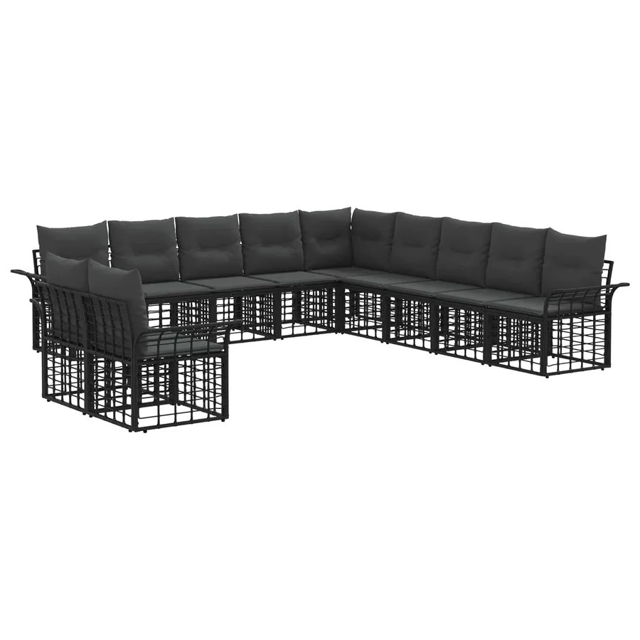Ensemble de canapés d'extérieur 11 pcs Noir et Gris foncé - 2